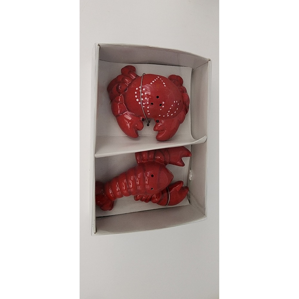 Coastal Collection Salt Pepper Shakers Red Crab Lobster Set New Coastal Decor